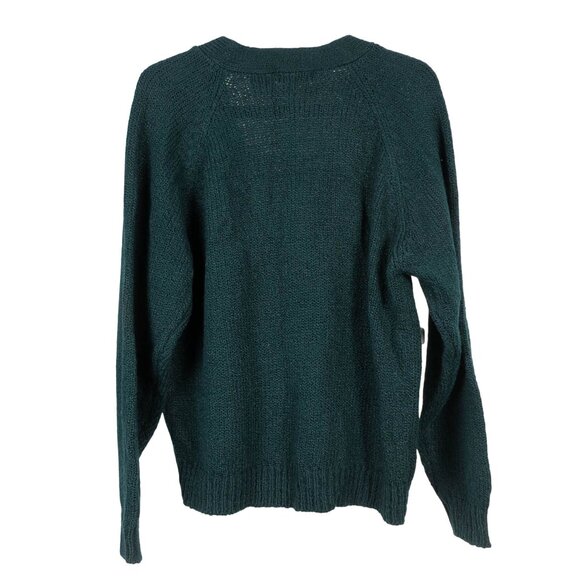 VJ Petites VTG Cardigan Sweater L Womens Green Acrylic Knit Button VNeck - Picture 5 of 5